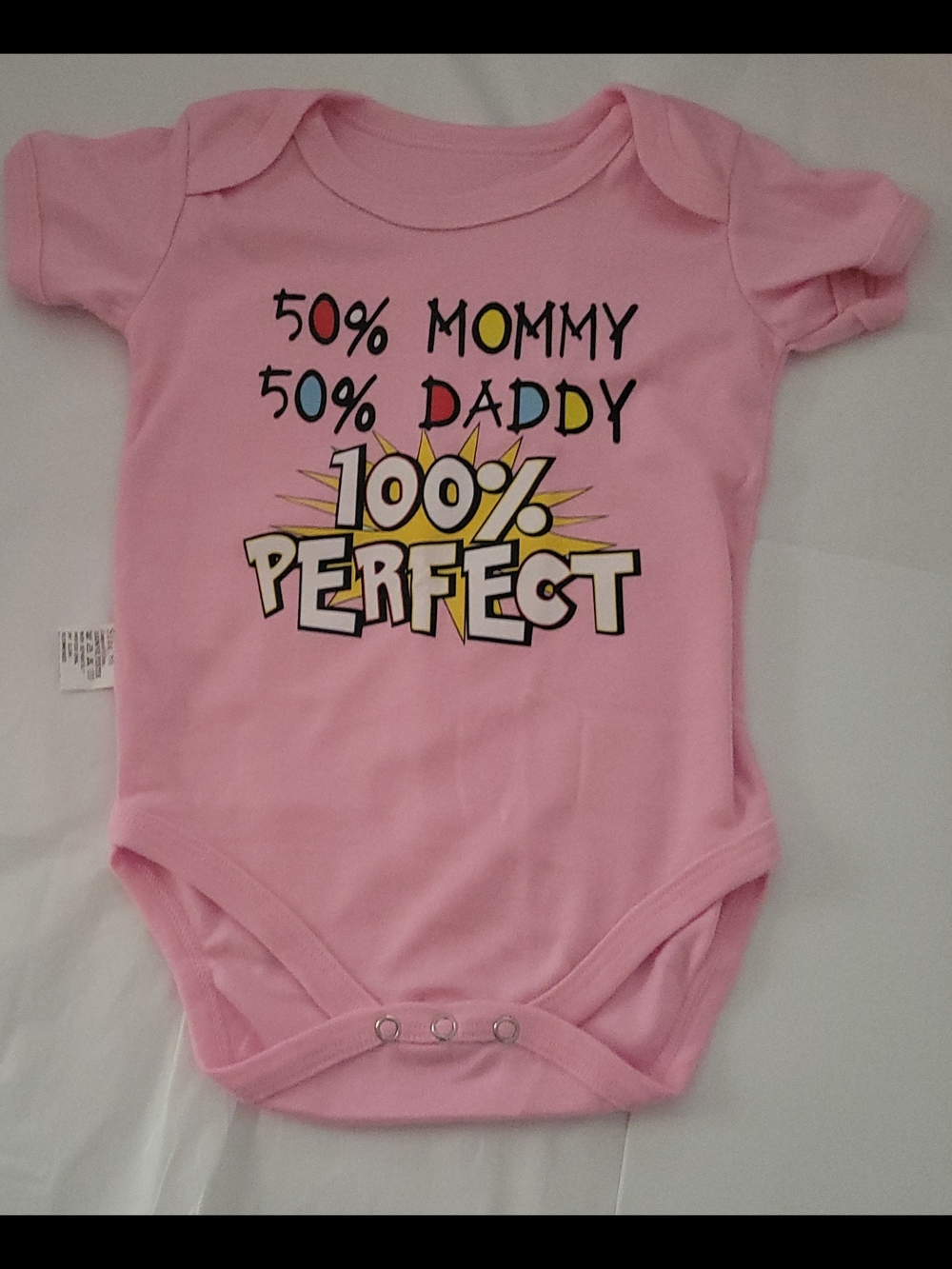 Pink "100% Perfect" Baby One-Piece